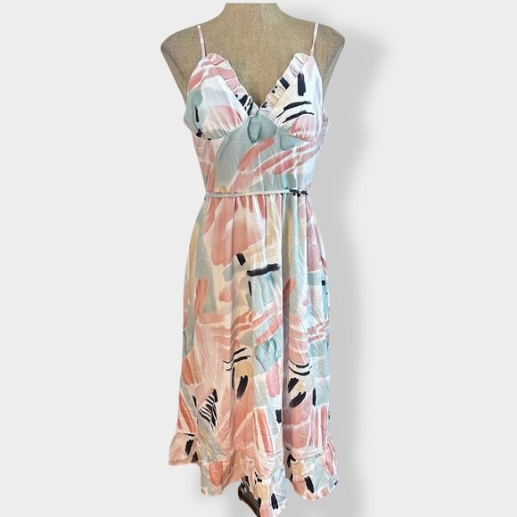 Women's Pastel Brush Stroke Midi Dress Medium - Picture 1 of 6